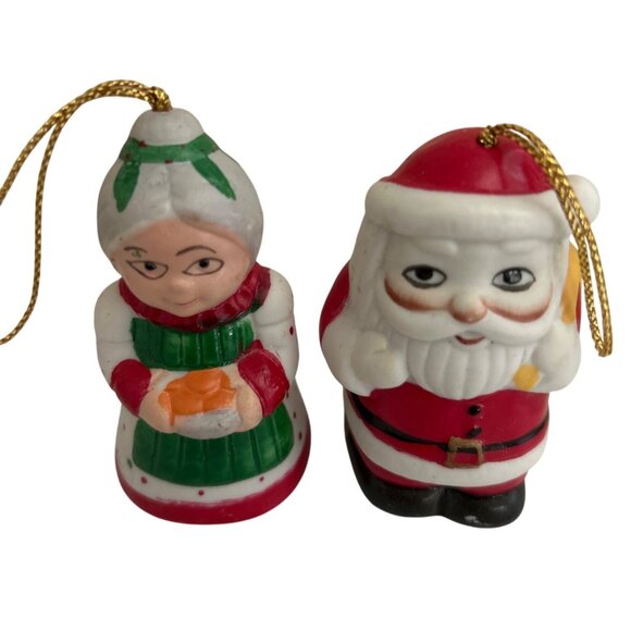 5 Vtg Hand-Painted Ceramic Christmas Bell Ornaments Santa Mrs Claus Drummer - Picture 3 of 7